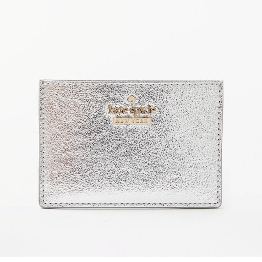 Kate spade metallic silver cardholder wallet